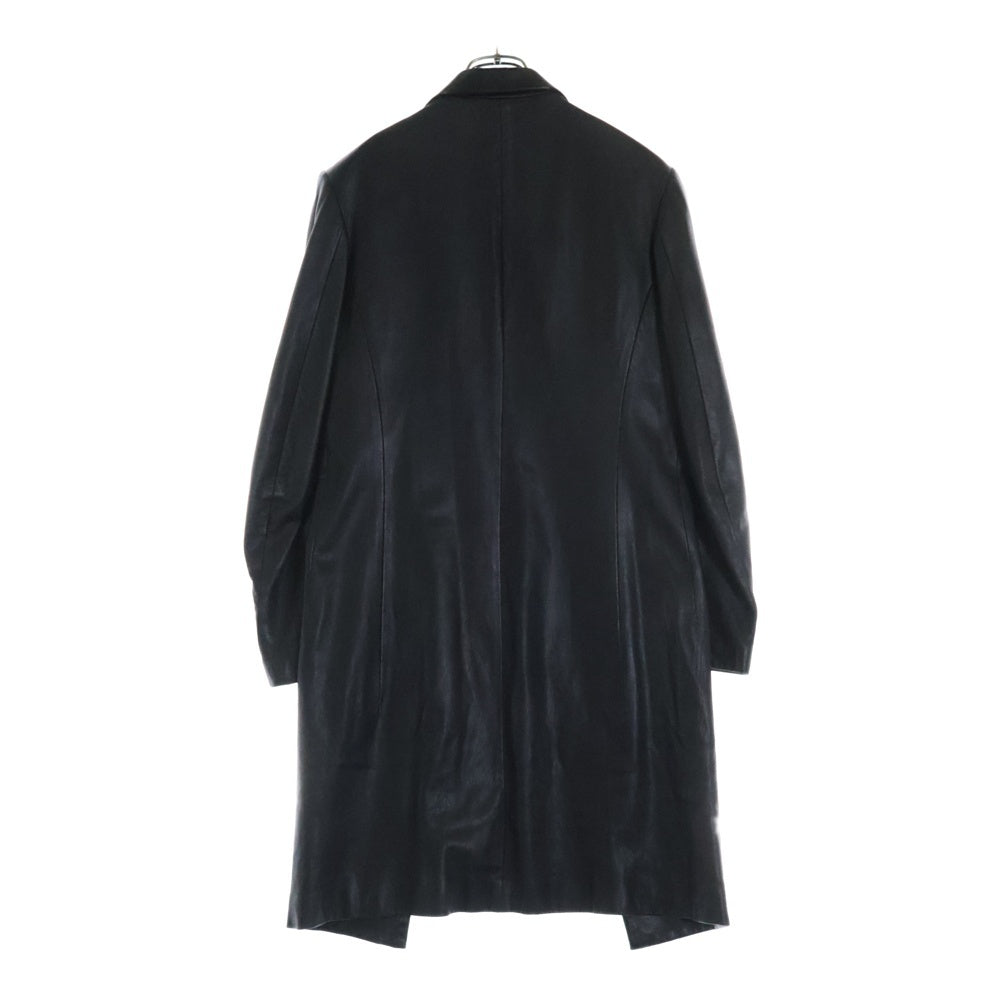 Yohji Yamamoto(ヨウジヤマモト) 90S レザーロングコート チェスターコート ブラック