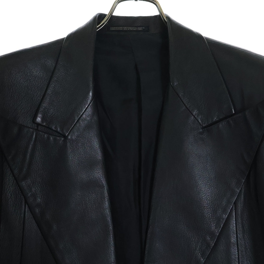 Yohji Yamamoto(ヨウジヤマモト) 90S レザーロングコート チェスターコート ブラック