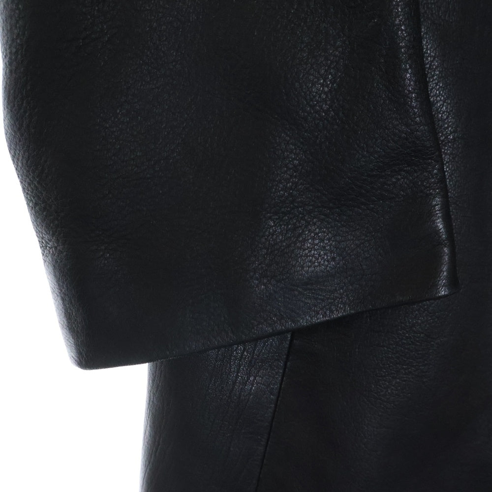 Yohji Yamamoto(ヨウジヤマモト) 90S レザーロングコート チェスターコート ブラック