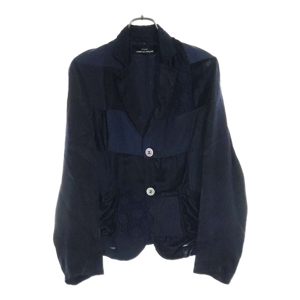 tricot COMME des GARCONS(トリコ コム デ ギャルソン) 06SS パッチワーク キュプラ テーラードジャケット ブラック/ネイビー TQ-J054 AD2005