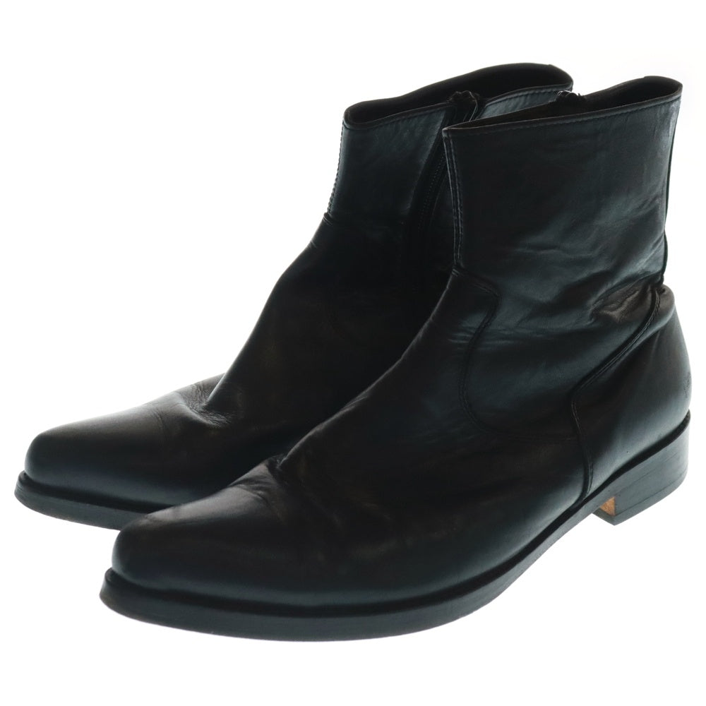 Yohji Yamamoto(ヨウジヤマモト) ポインテッドトゥ サイドジップ レザーヒールブーツ 革靴 ブラック FU-E04-723-1/5