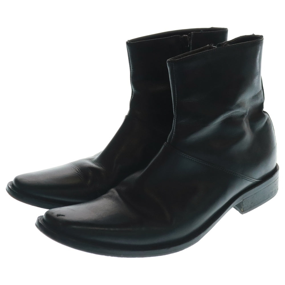 Yohji Yamamoto(ヨウジヤマモト) ×BRUNO BORDESE ブルーノ ボルデーゼ サイドジップ レザーヒールブーツ ブラック