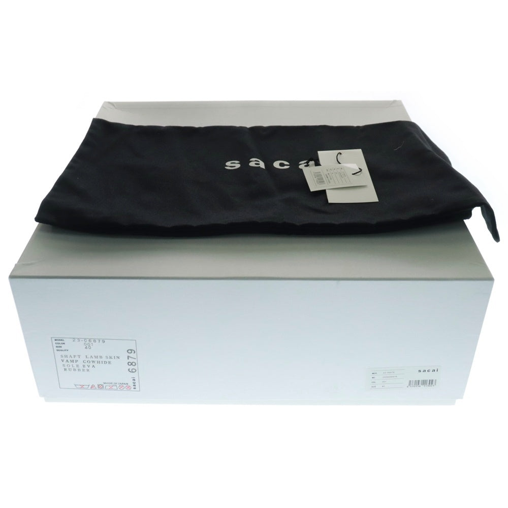 Sacai(サカイ) 23AW STRETCH SHORT BOOTS ストレッチ ボリュームソール レザー ブーツ ブラック レディース 23-06879