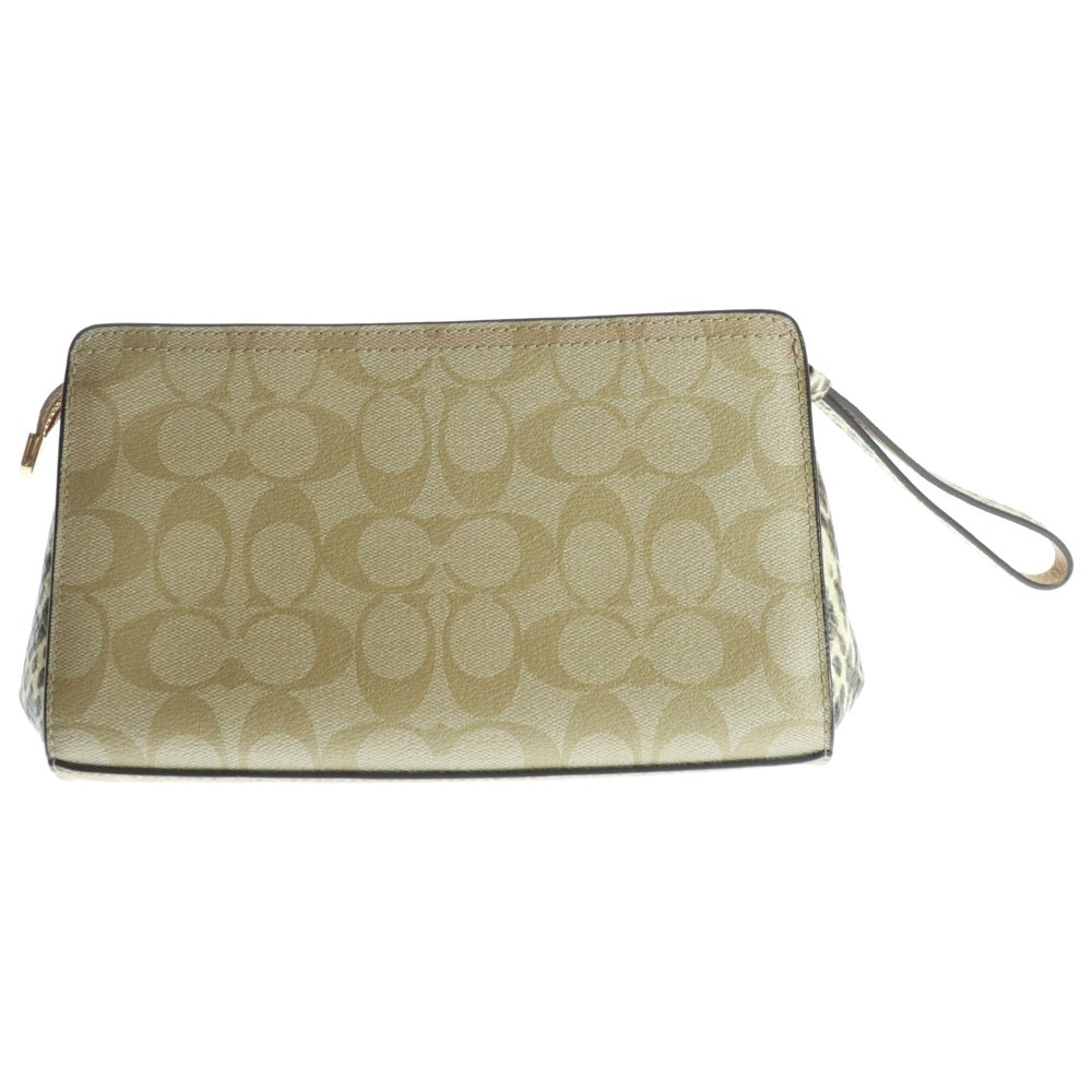 COACH(コーチ) シグネチャー切替 フラワー ターンロック クラッチ バッグ ベージュ レディース A1977-F72997