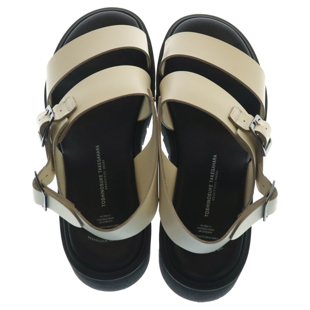 BEAUTIFUL SHOES TOSHINOSUKE TAKEGAHARA(ビューティフルシューズ) S S BELT SANDALSアンクル ストラップ レザー サンダル アイボリー レディース
