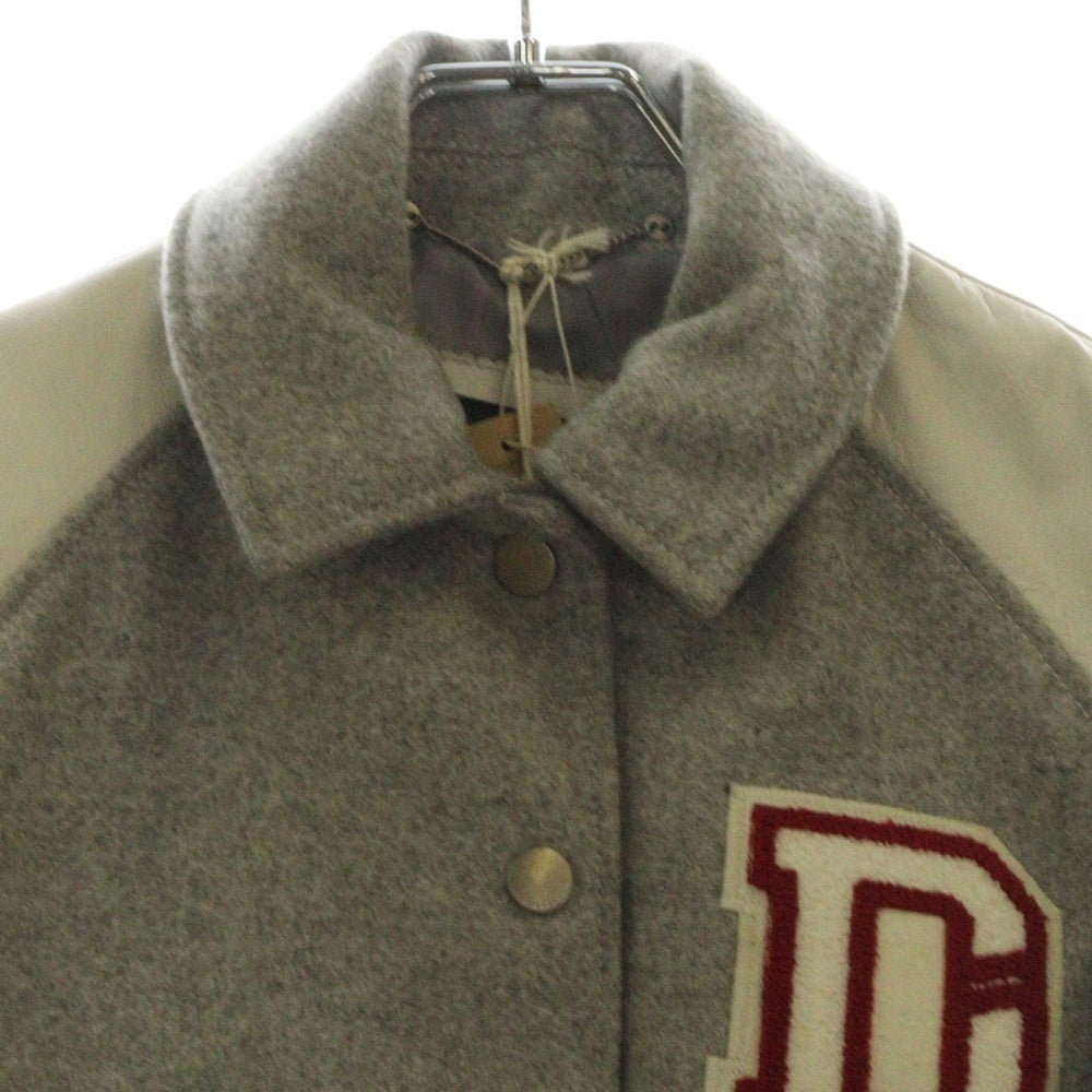DIESEL(ディーゼル) L-CREW JACKET エルクルー レザー切替 スタジアムジャケット ホワイト/グレー