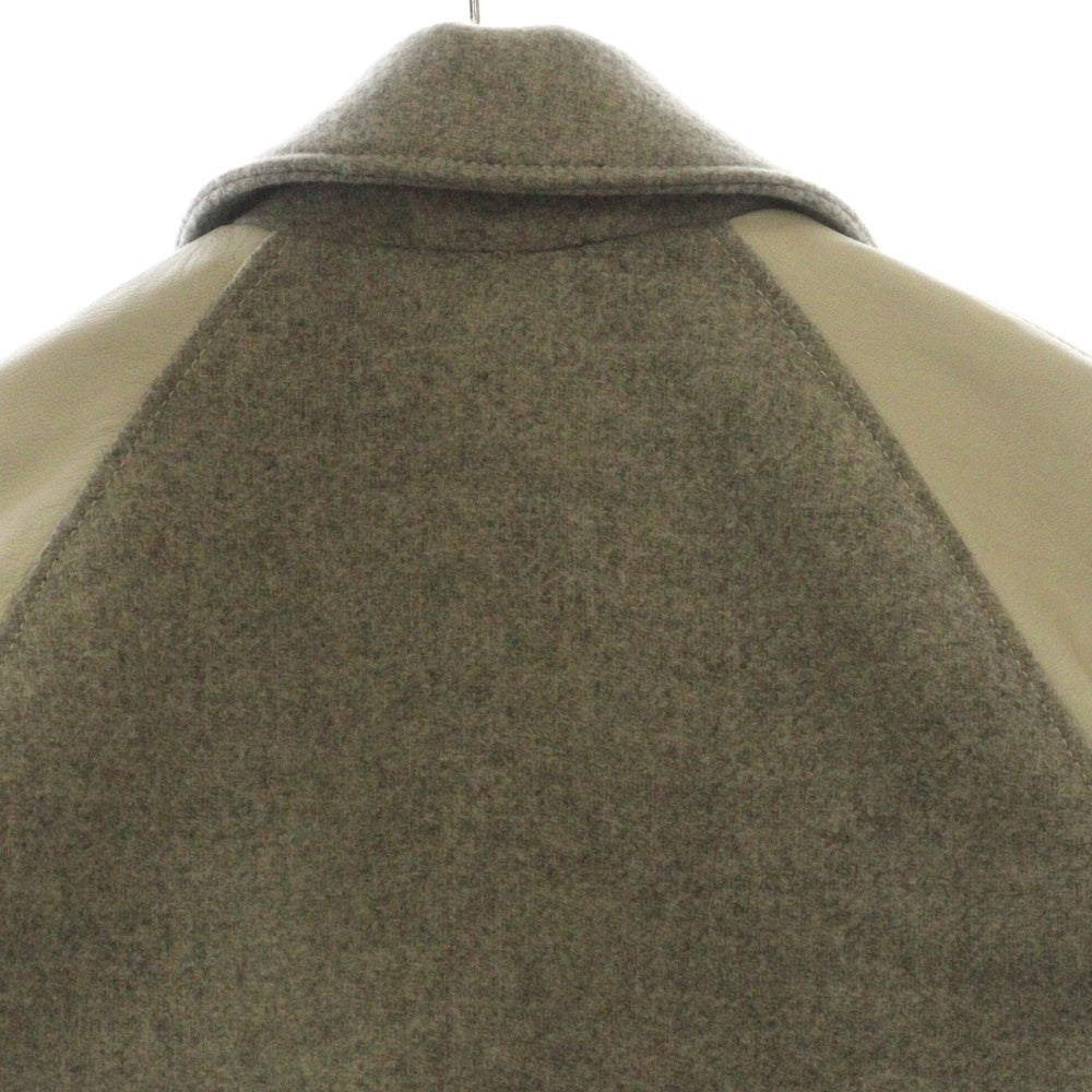 DIESEL(ディーゼル) L-CREW JACKET エルクルー レザー切替 スタジアムジャケット ホワイト/グレー