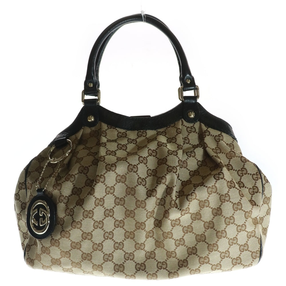 GUCCI(グッチ) スーキー GGスプリーム キャンバス レザー切替 ハンドバッグ ブラウン/ブラック 211944