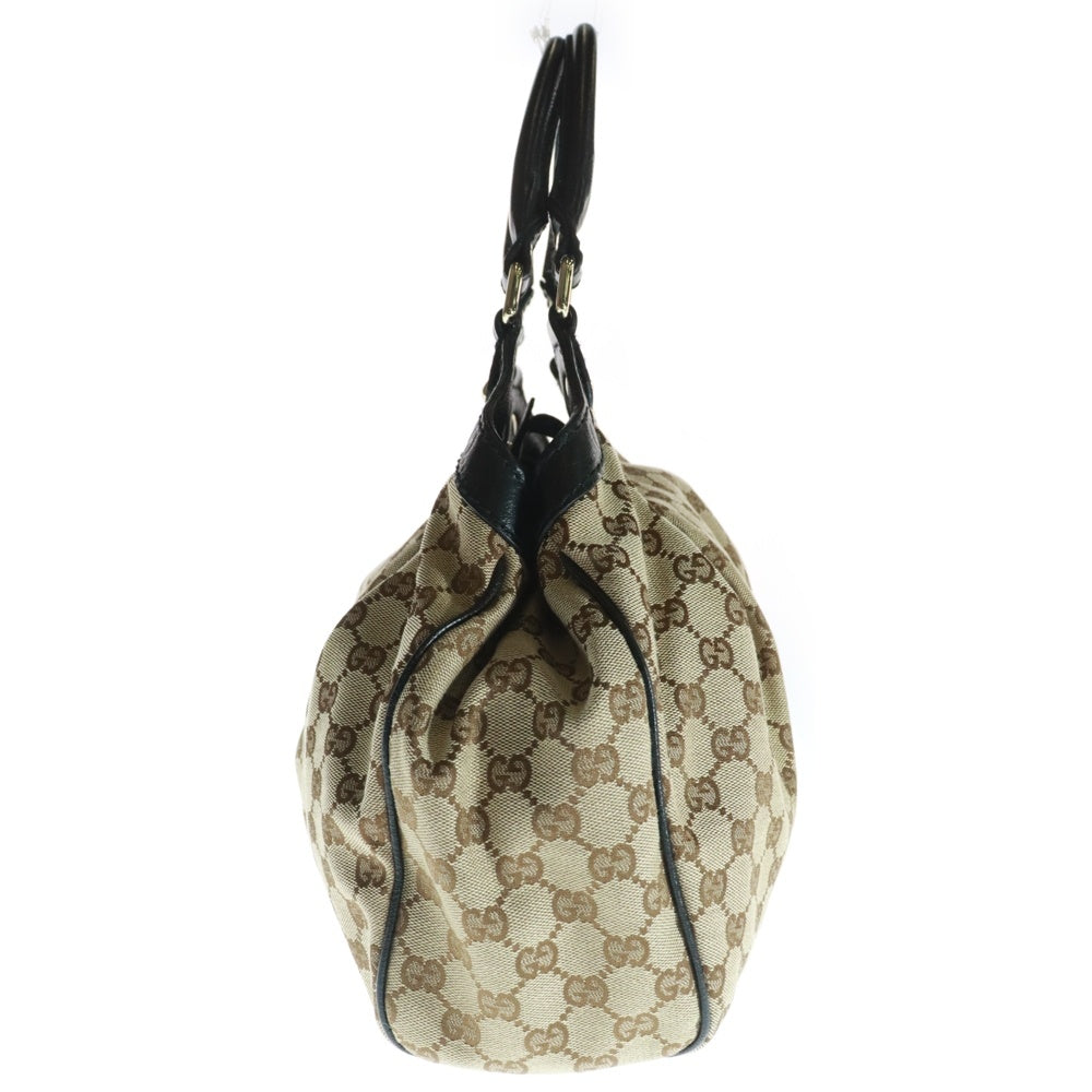 GUCCI(グッチ) スーキー GGスプリーム キャンバス レザー切替 ハンドバッグ ブラウン/ブラック 211944