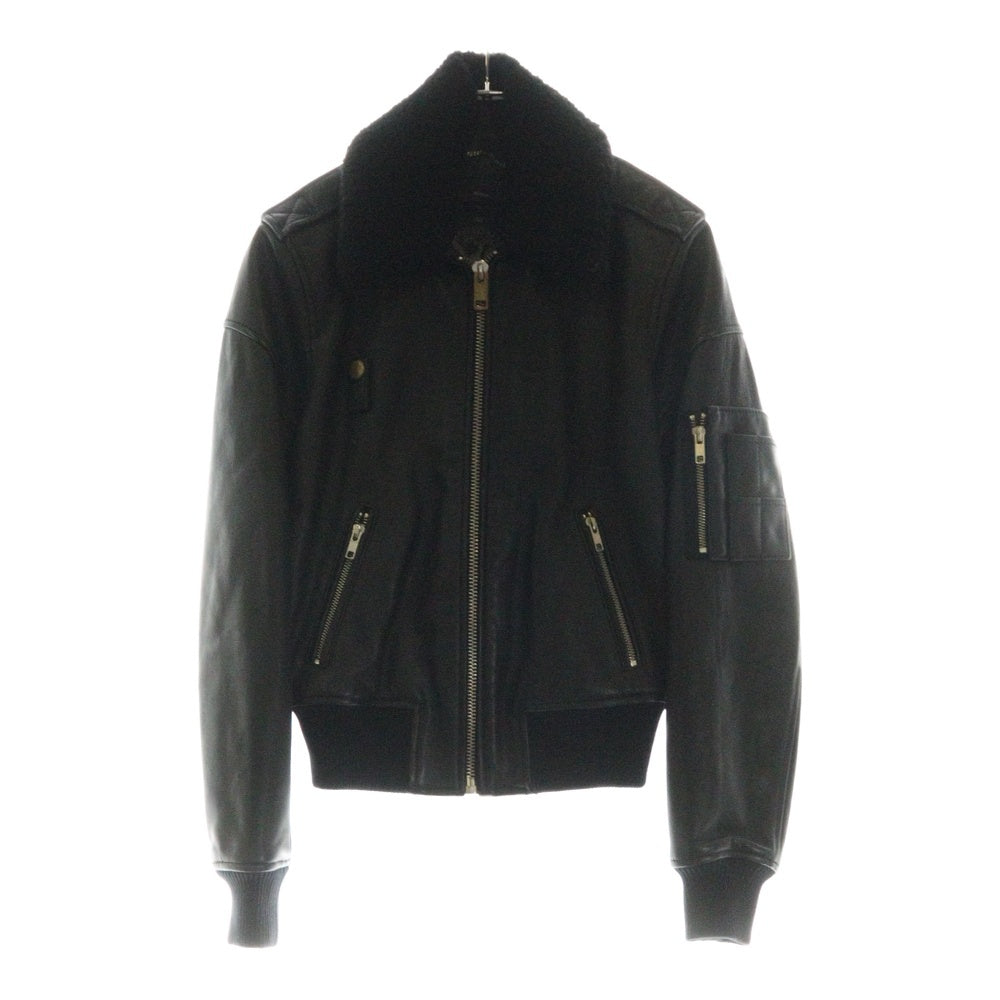 DIESEL(ディーゼル) L-COLLAR GIACCA エルカラー ボア レザージャケット ブラック