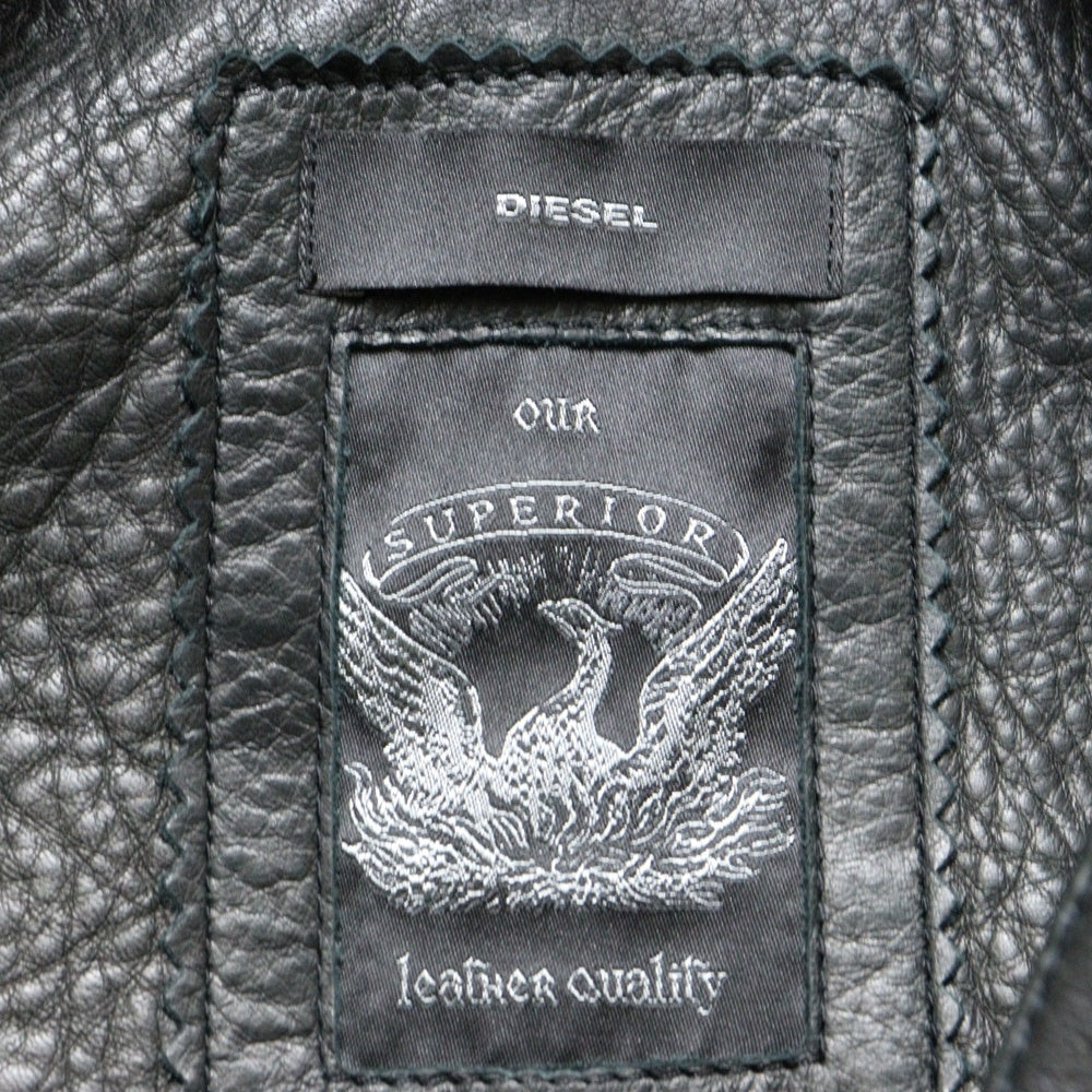 DIESEL(ディーゼル) L-COLLAR GIACCA エルカラー ボア レザージャケット ブラック