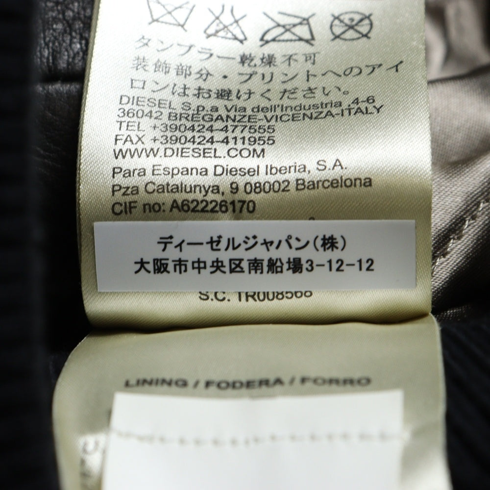 DIESEL(ディーゼル) L-COLLAR GIACCA エルカラー ボア レザージャケット ブラック