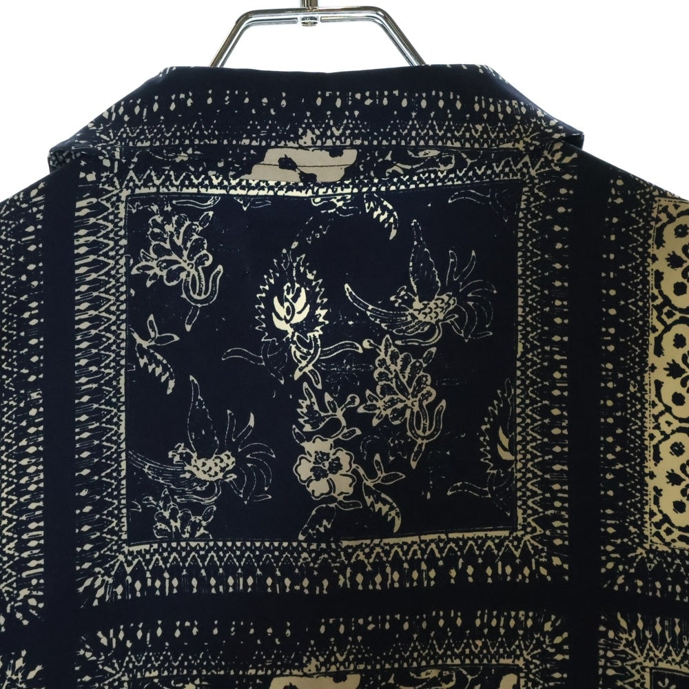 KITH(キス) Silk Twill Boxy Collared Overshirt Vista シルクツイル ボクシーカラー オーバーシャツ ネイビー