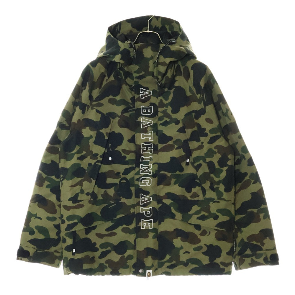 A BATHING APE(アベイシングエイプ) ロゴ刺繍 カモフラ フーデッドマウンテンパーカー スノーボードジャケット カーキ 001HJC801007X