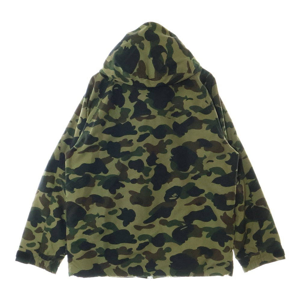 A BATHING APE(アベイシングエイプ) ロゴ刺繍 カモフラ フーデッドマウンテンパーカー スノーボードジャケット カーキ 001HJC801007X