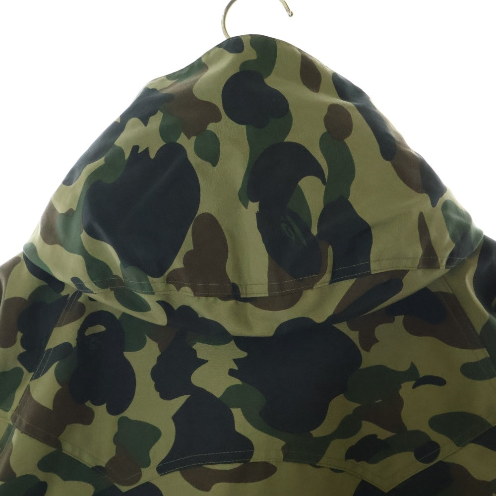 A BATHING APE(アベイシングエイプ) ロゴ刺繍 カモフラ フーデッドマウンテンパーカー スノーボードジャケット カーキ 001HJC801007X