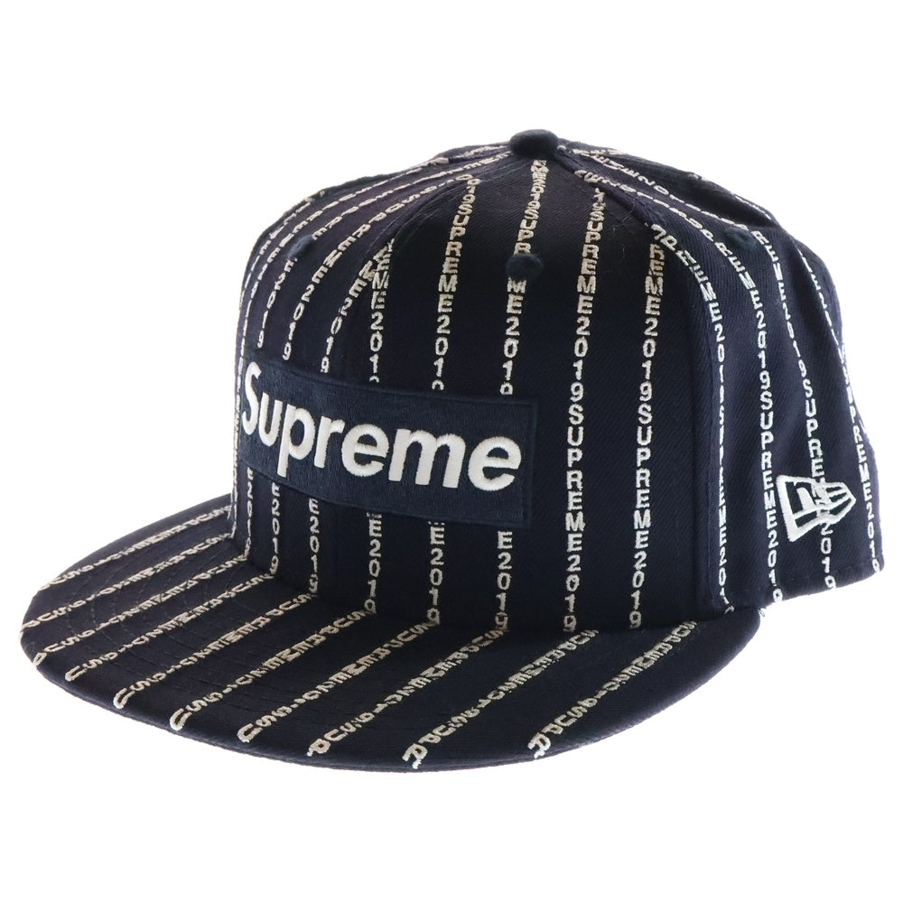 SUPREME(シュプリーム) 19SS ×NEW ERA Text Stripe Cap ニューエラ テキストストライプ 6パネル ベースボールキャップ 帽子 ネイビー