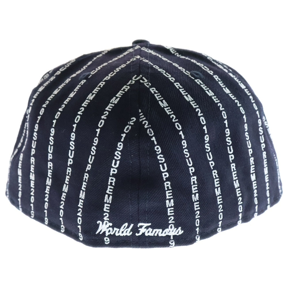 SUPREME(シュプリーム) 19SS ×NEW ERA Text Stripe Cap ニューエラ テキストストライプ 6パネル ベースボールキャップ 帽子 ネイビー