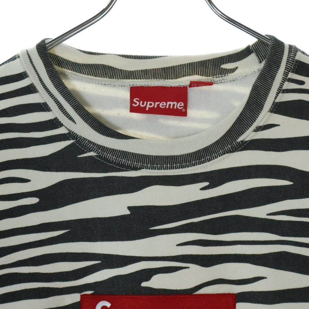 SUPREME(シュプリーム) 22AW Box Logo Crewneck Sweatshirt ゼブラ ボックスロゴ クルーネック スウェット トレーナー ブラック/ホワイト