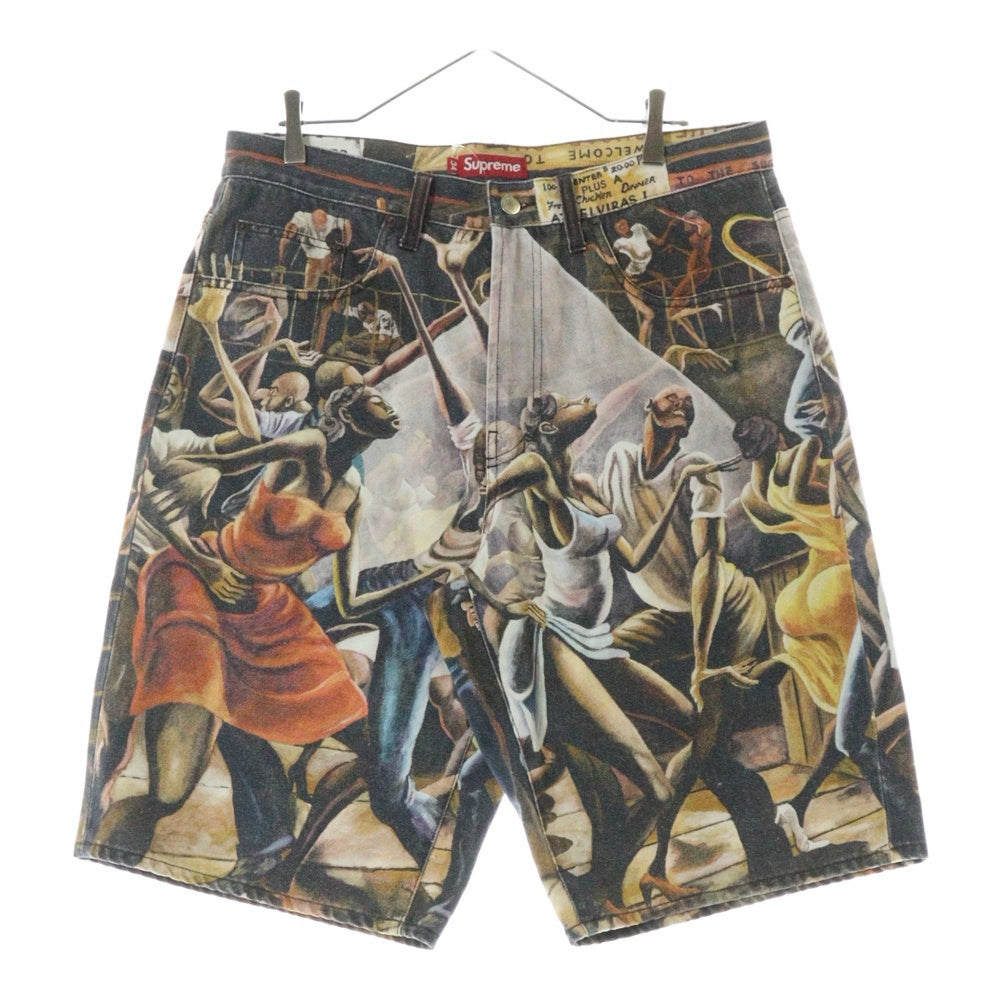 SUPREME(シュプリーム) 25SS Ernie Barnes Baggy Short Dance アーニーバーンズ ダンス クラシックロゴ デニム バギーショーツ ハーフパンツ マルチカラー