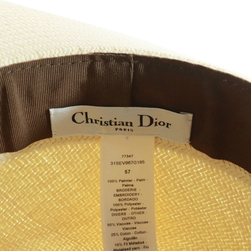 Christian Dior(クリスチャンディオール) DIORODEO ロゴ ストロー ロデオハット 帽子 アイボリー/ベージュ レディース 31SEV967G185