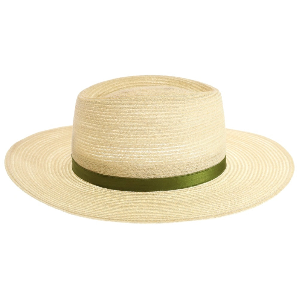 CHANEL(シャネル) ココマークリボン ストローハット 帽子 アイボリー/グリーン レディース