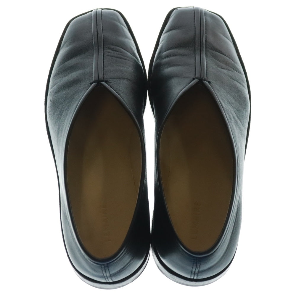 LEMAIRE(ルメール) Frat Piped Slippers フラットパイプド スリッパー レザースリッポン ミュール ローカットシューズ ブラック