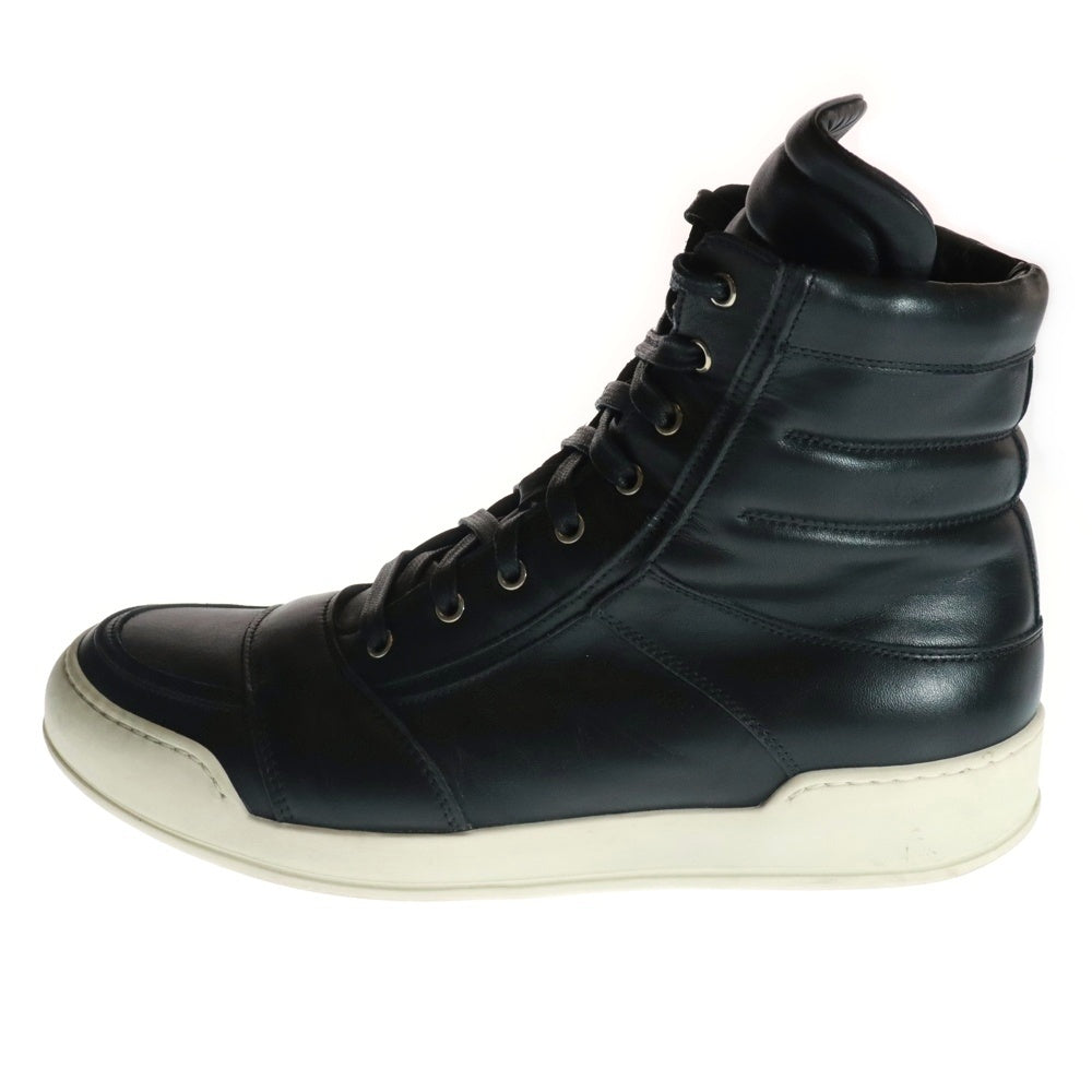 BALMAIN(バルマン) HIGH CUT SNEAKERS イタリア製 サイドジップ レザー ハイカットスニーカー ブラック 42-T300-BA40