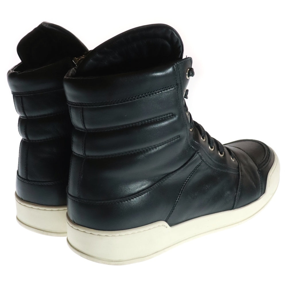BALMAIN(バルマン) HIGH CUT SNEAKERS イタリア製 サイドジップ レザー ハイカットスニーカー ブラック 42-T300-BA40