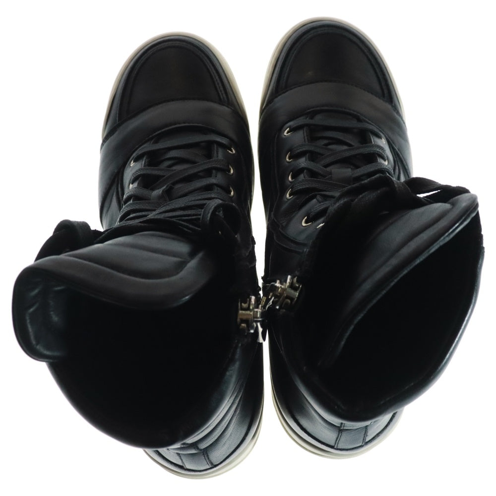 BALMAIN(バルマン) HIGH CUT SNEAKERS イタリア製 サイドジップ レザー ハイカットスニーカー ブラック 42-T300-BA40