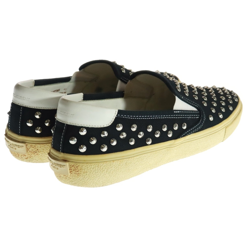 SAINT LAURENT PARIS(サンローランパリ) SLIP-ON スペイン製 スタッズ スリッポン ローカットスニーカー ブラック/シルバー 377365