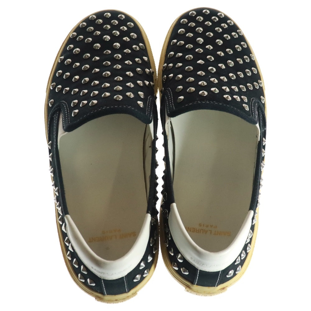 SAINT LAURENT PARIS(サンローランパリ) SLIP-ON スペイン製 スタッズ スリッポン ローカットスニーカー ブラック/シルバー 377365