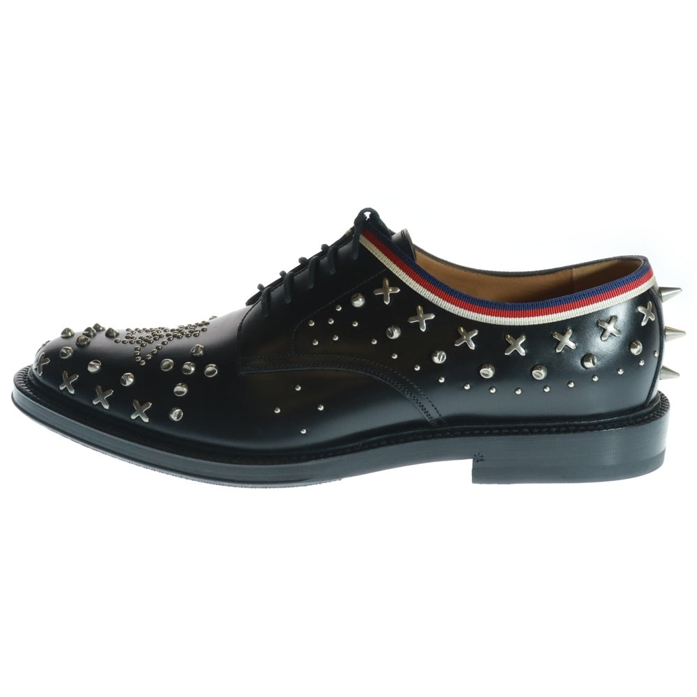 GUCCI(グッチ) シェリーライン プレーントゥ マルチスタッズ レザー ドレスシューズ ブラック 472751