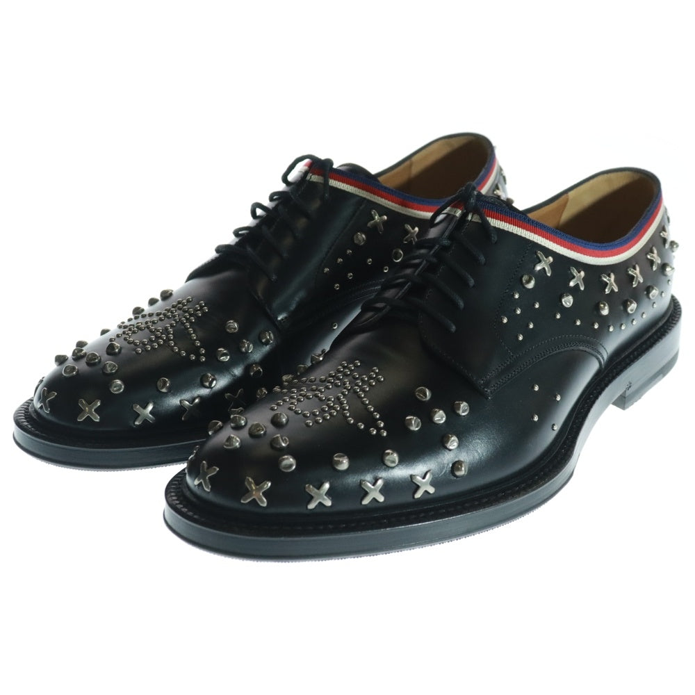 GUCCI(グッチ) シェリーライン プレーントゥ マルチスタッズ レザー ドレスシューズ ブラック 472751