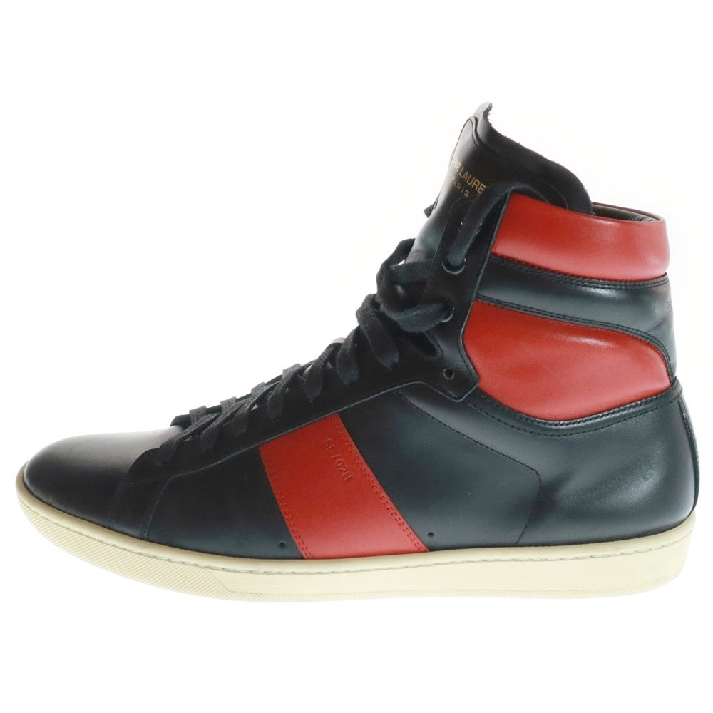 SAINT LAURENT PARIS(サンローランパリ) SL/02H バイカラー レザー ハイカットスニーカー ブラック/レッド 330264