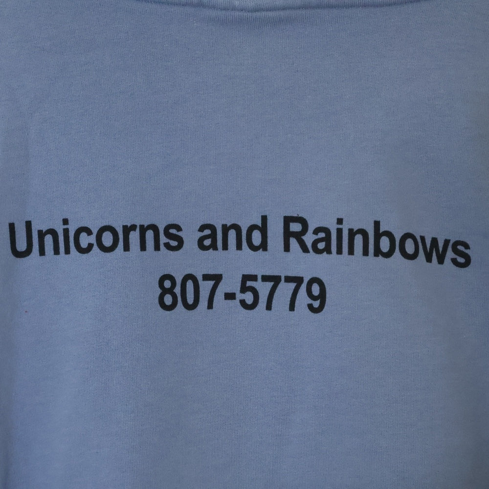 VETEMENTS(ヴェトモン) 18SS UNICORN PRINTE OVERSIZED HOODIE ユニコーンプリント オーバーサイズ スウェット プルオーバーパーカー ライトブルー MSS18TR70