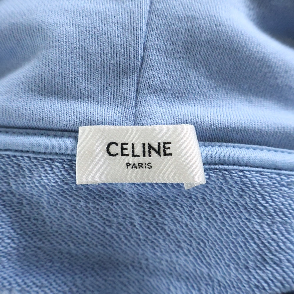 CELINE(セリーヌ) ルーズ フーディー ロゴプリント スウェット プルオーバーパーカー ライトブルー 2Y321670Q