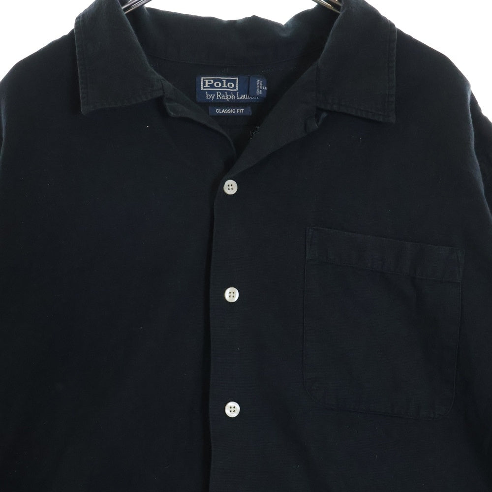 POLO RALPH LAUREN(ポロラルフローレン) 90S VINTAGE ヴィンテージ オープンカラー コットン半袖シャツ ブラック