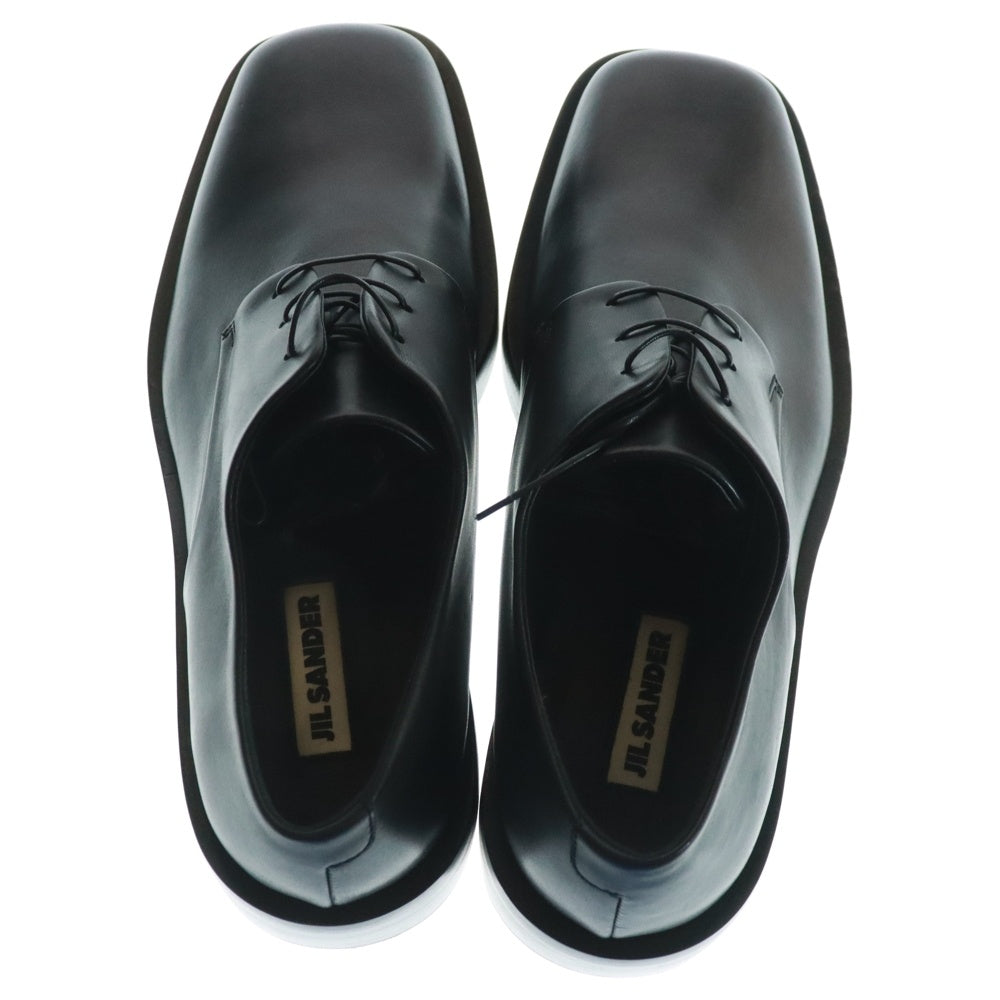 JIL SANDER(ジルサンダー) スクエアトゥ レザー ローカット ダービーシューズ ブラック