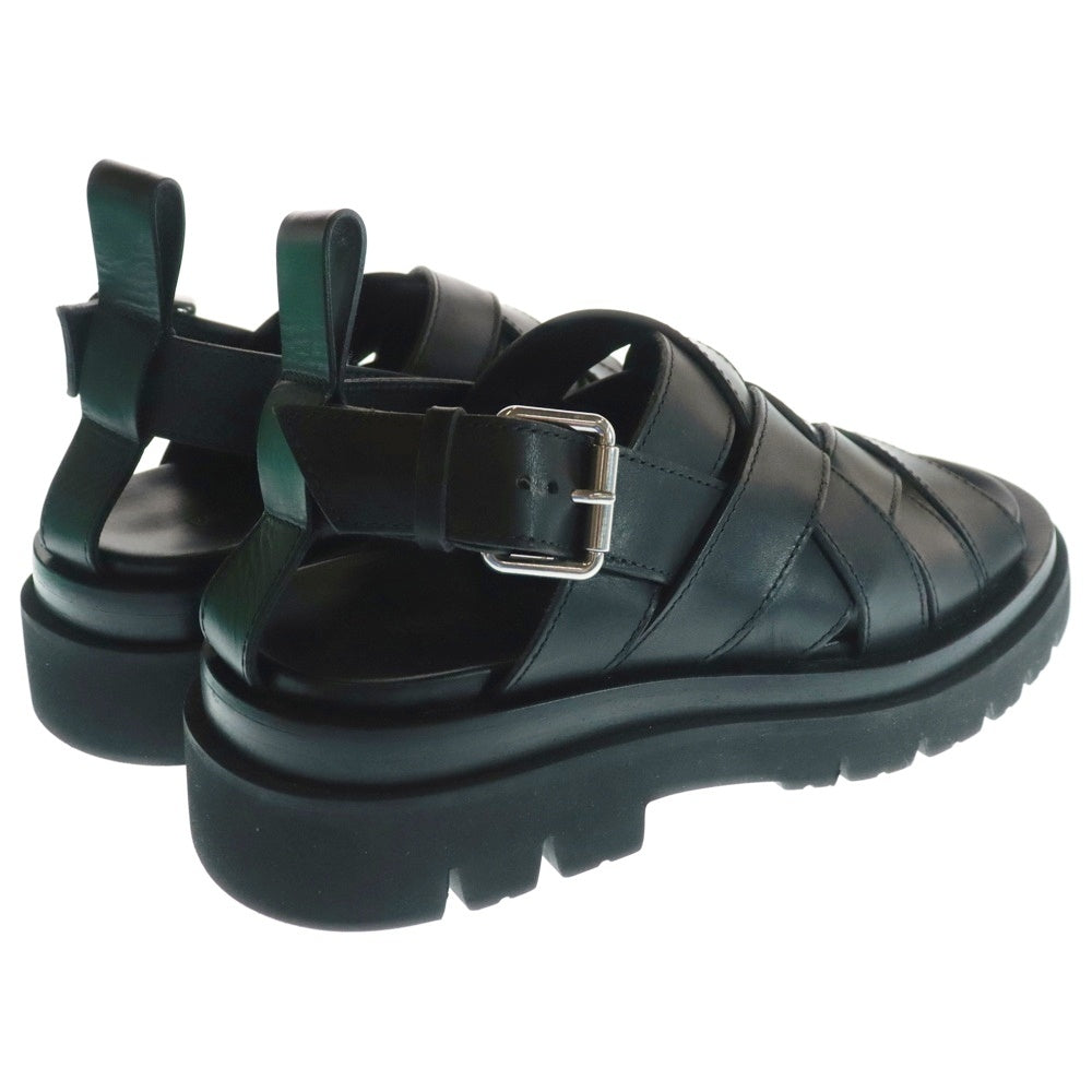 BOTTEGA VENETA(ボッテガヴェネタ) LUG STRAP SANDALS イントレチャート ラグ オープンラウンドトゥ バックルストラップ サンダル ブラック 755129