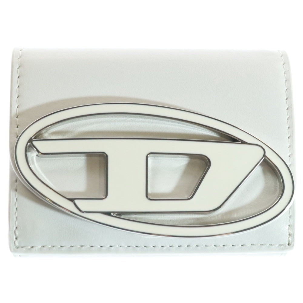 DIESEL(ディーゼル) 1DR TRI FOLD COIN XS Dロゴプレート コンパクトウォレット 三つ折り財布 ホワイト X09887