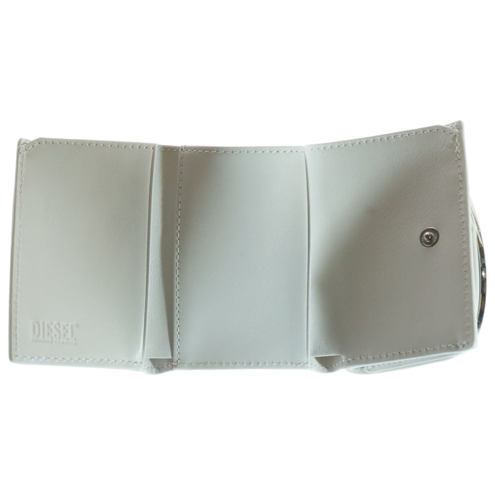 DIESEL(ディーゼル) 1DR TRI FOLD COIN XS Dロゴプレート コンパクトウォレット 三つ折り財布 ホワイト X09887