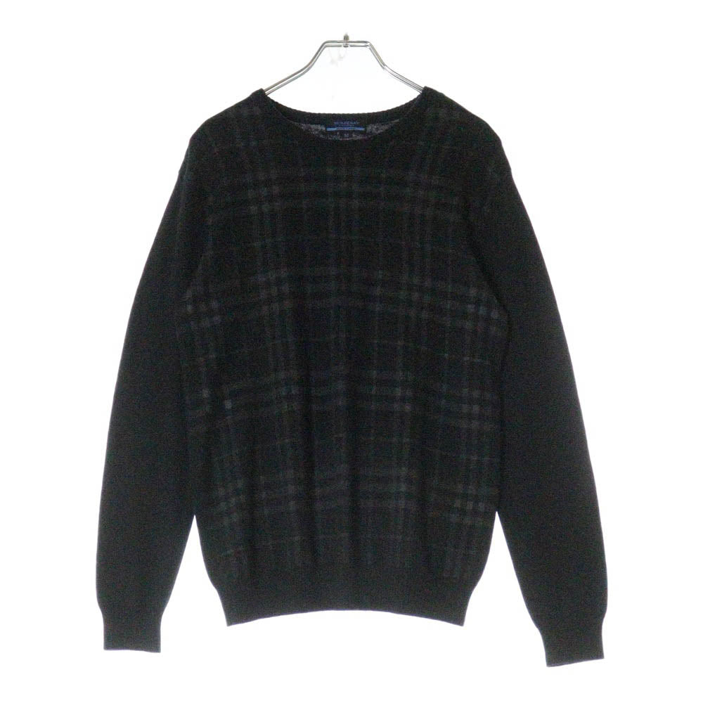 BURBERRY BLUE LABEL(バーバリーブルーレーベル) タータンチェック ウール混 クルーネックニット セーター ブラック FBK61-656-09