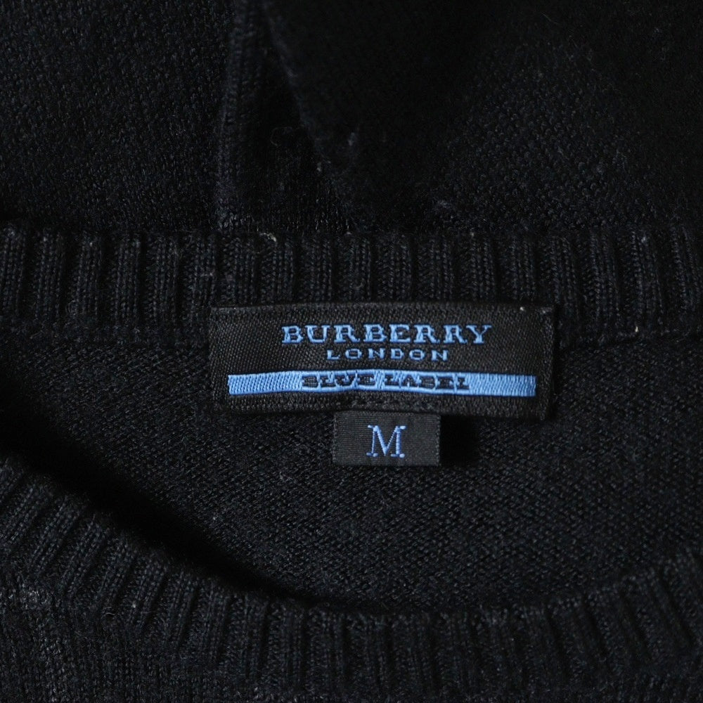BURBERRY BLUE LABEL(バーバリーブルーレーベル) タータンチェック ウール混 クルーネックニット セーター ブラック FBK61-656-09