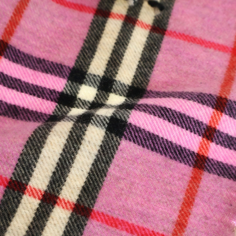 BURBERRY LONDON(バーバリーロンドン) ノバチェック フリンジ カシミア マフラー ピンク