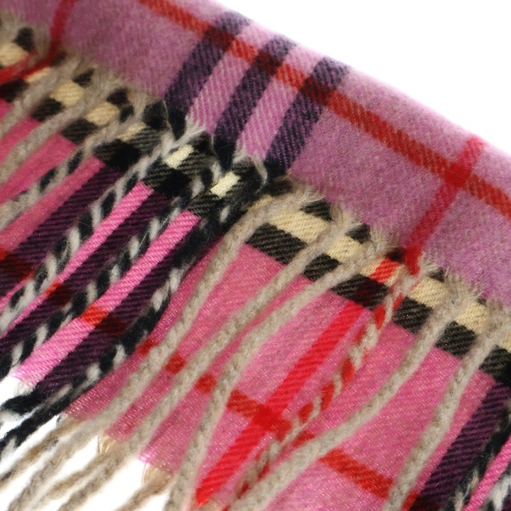 BURBERRY LONDON(バーバリーロンドン) ノバチェック フリンジ カシミア マフラー ピンク
