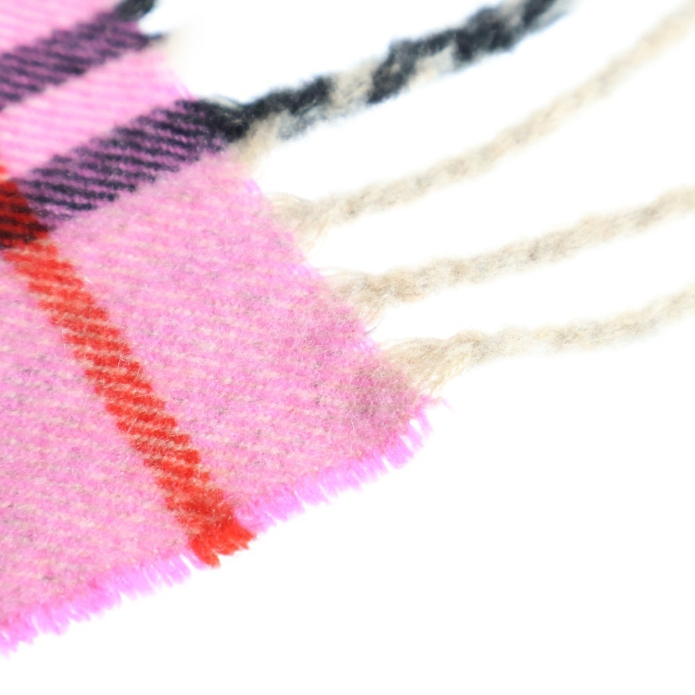 BURBERRY LONDON(バーバリーロンドン) ノバチェック フリンジ カシミア マフラー ピンク