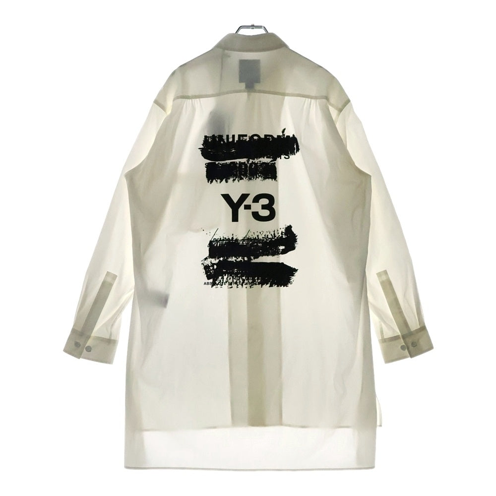 Y-3(ワイスリー) U GFX LOGO SHIR グラフィックロゴ バックプリント 胸ポケット ボタンアップ 長袖シャツ ホワイト JM3202