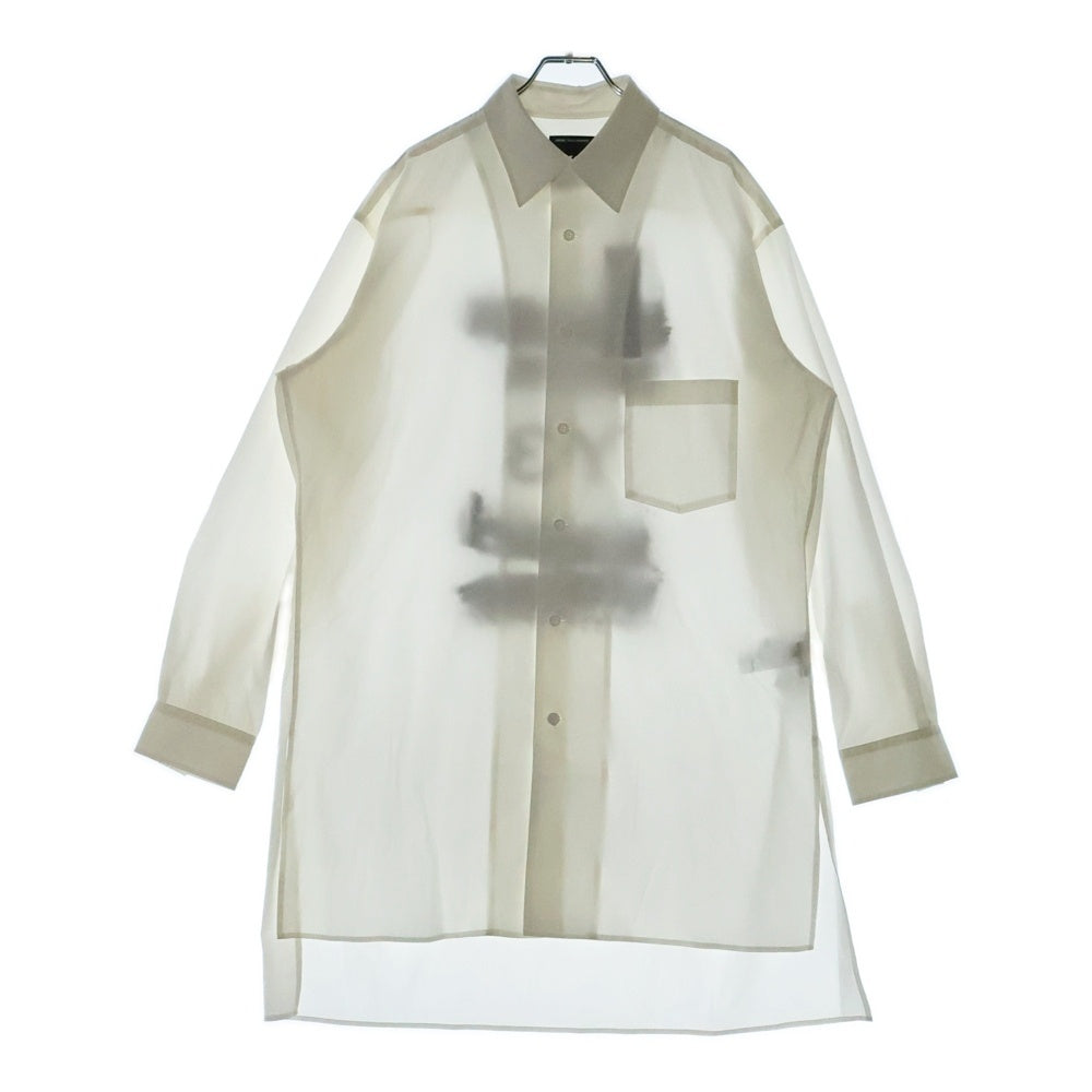 Y-3(ワイスリー) U GFX LOGO SHIR グラフィックロゴ バックプリント 胸ポケット ボタンアップ 長袖シャツ ホワイト JM3202