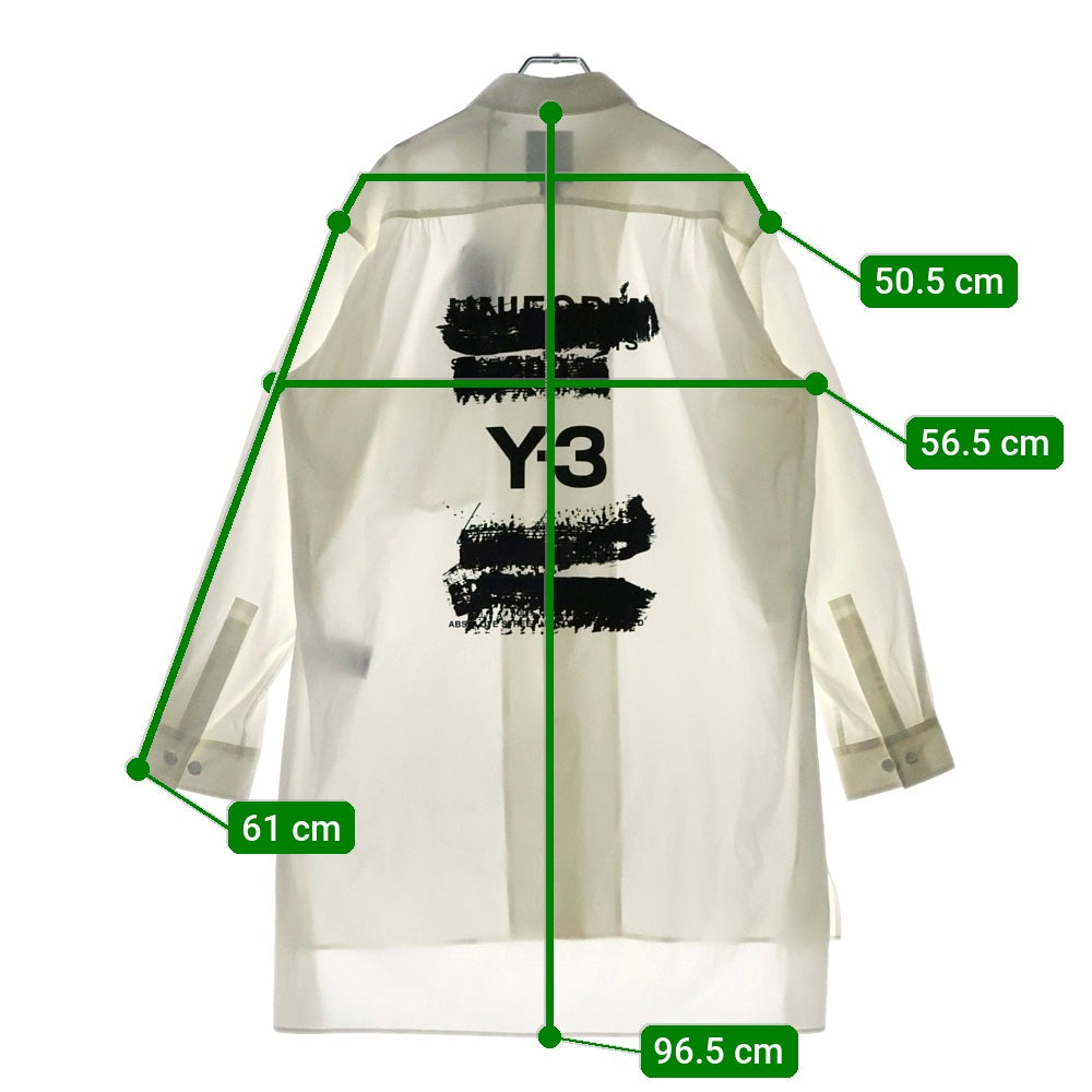 Y-3(ワイスリー) U GFX LOGO SHIR グラフィックロゴ バックプリント 胸ポケット ボタンアップ 長袖シャツ ホワイト JM3202